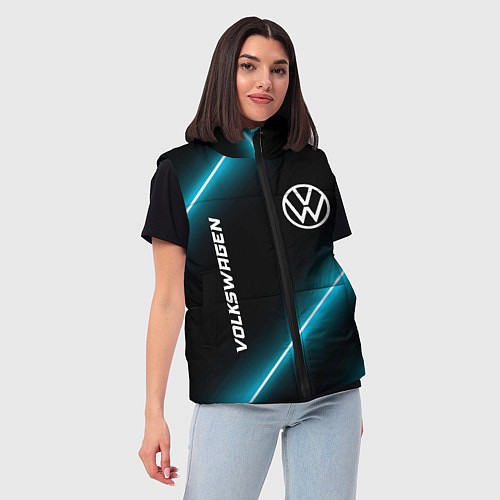 Женский жилет Volkswagen неоновые лампы / 3D-Черный – фото 3