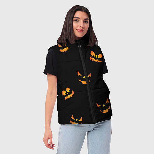 Женский жилет Halloween горящие тыквы / 3D-Красный – фото 3