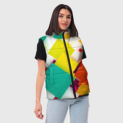 Женский жилет Цветные геометрические квадраты, цвет: 3D-красный — фото 2