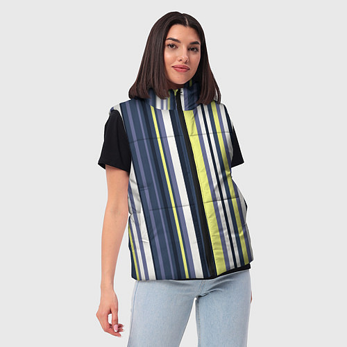 Женский жилет Абстрактные разноцветные линии / 3D-Светло-серый – фото 3