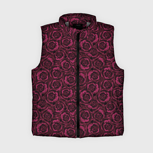 Женский жилет Бордовые розы цветочный узор / 3D-Светло-серый – фото 1