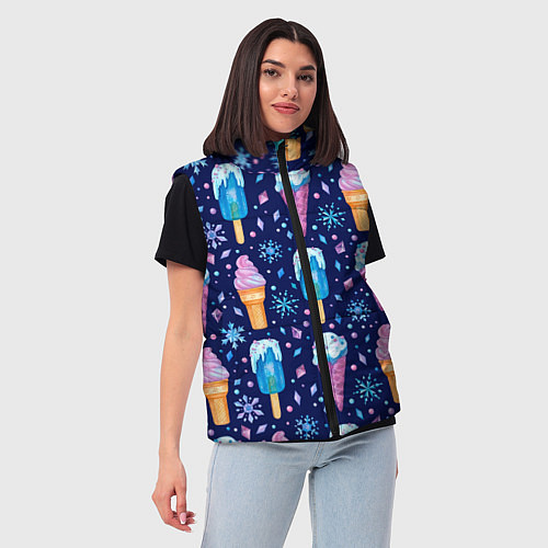 Женский жилет Новогоднее мороженое / 3D-Светло-серый – фото 3