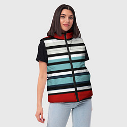 Женский жилет Красные голубые и белые полосы, цвет: 3D-черный — фото 2