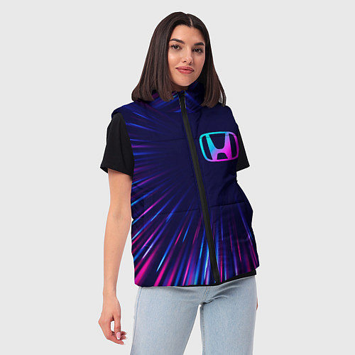 Женский жилет Honda neon speed lines / 3D-Черный – фото 3