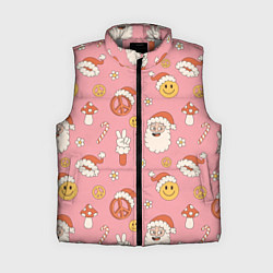 Женский жилет Новогодний паттерн, цвет: 3D-светло-серый