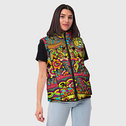 Женский жилет Этно кот, цвет: 3D-черный — фото 2