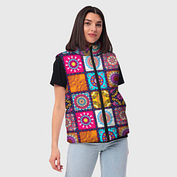 Женский жилет Пэчворк - мандалы, цвет: 3D-светло-серый — фото 2