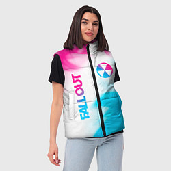 Женский жилет Fallout neon gradient style: надпись, символ, цвет: 3D-черный — фото 2