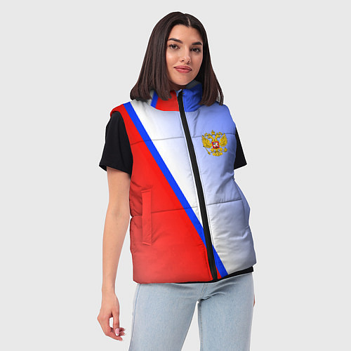 Женский жилет Россия полосы с гербом / 3D-Светло-серый – фото 3