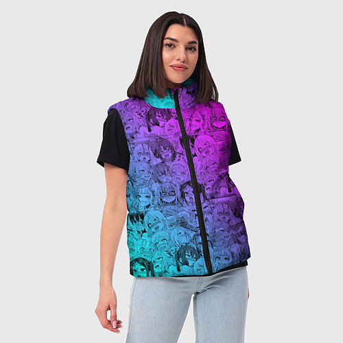 Женский жилет Ахегао девушки градиент / 3D-Черный – фото 3