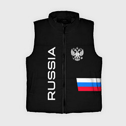 Женский жилет Россия и три линии на черном фоне