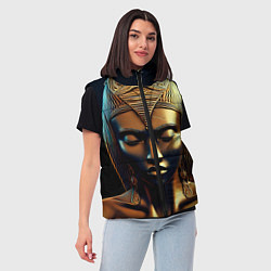 Женский жилет Нейросеть - золотая статуя египетской царицы, цвет: 3D-черный — фото 2