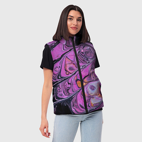 Женский жилет Фиолетовые краски и камни / 3D-Светло-серый – фото 3
