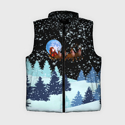 Женский жилет Санта на оленях в ночном небе, цвет: 3D-черный