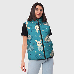 Женский жилет Зайцы-космонавты, цвет: 3D-черный — фото 2