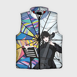 Женский жилет Уэнсдэй играет на виолончели на фоне окна, цвет: 3D-красный