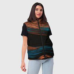 Женский жилет Синие и оранжевые переливающиеся пески во тьме, цвет: 3D-черный — фото 2