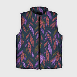 Женский жилет Лиственный узор, цвет: 3D-черный