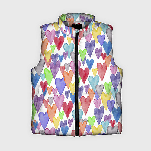 Женский жилет Разноцветные сердечки Калейдоскоп / 3D-Светло-серый – фото 1