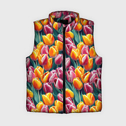 Женский жилет Роскошные тюльпаны, цвет: 3D-черный