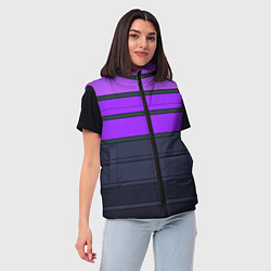 Женский жилет Полосатый узор в серых и фиолетовых тонах, цвет: 3D-красный — фото 2