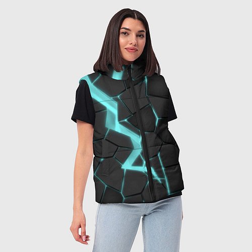 Женский жилет Голубой неон / 3D-Красный – фото 3