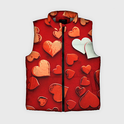 Женский жилет Красные сердца на красном фоне / 3D-Светло-серый – фото 1