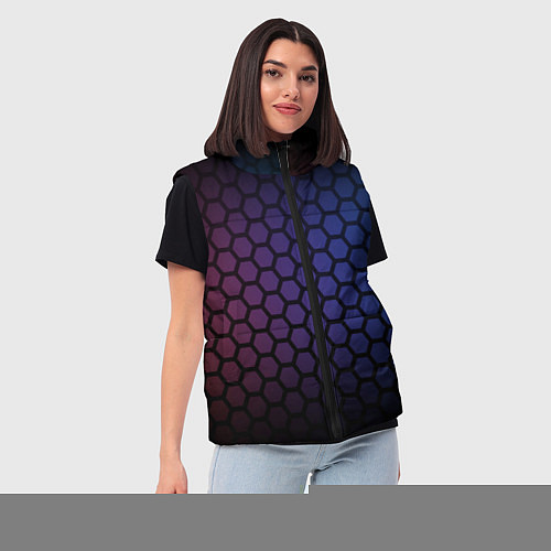 Женский жилет Abstract hexagon fon / 3D-Черный – фото 3