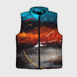 Женский жилет Серый, оранжевый и синий туманы и краски, цвет: 3D-черный