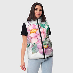 Женский жилет Пастельные цветы - посередине, цвет: 3D-черный — фото 2
