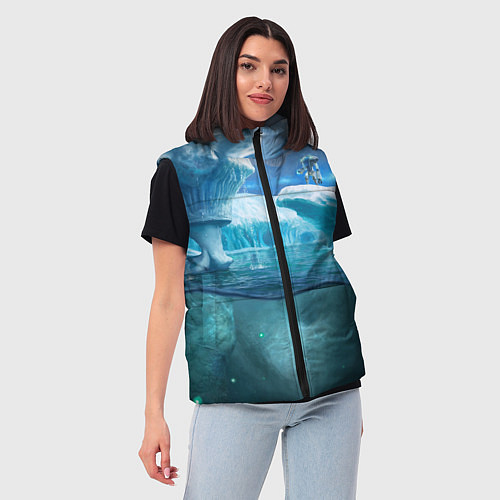 Женский жилет Subnautica - КРАБ на леднике / 3D-Черный – фото 3