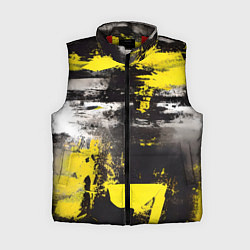Женский жилет Черно-желтая абстракция, нейросеть, цвет: 3D-красный