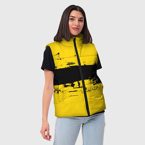 Женский жилет Черно-желтая полоса Cyberpunk 2077 / 3D-Черный – фото 3