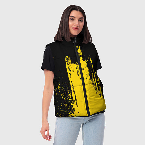 Женский жилет Фонтан бурлящей желтой краски / 3D-Светло-серый – фото 3