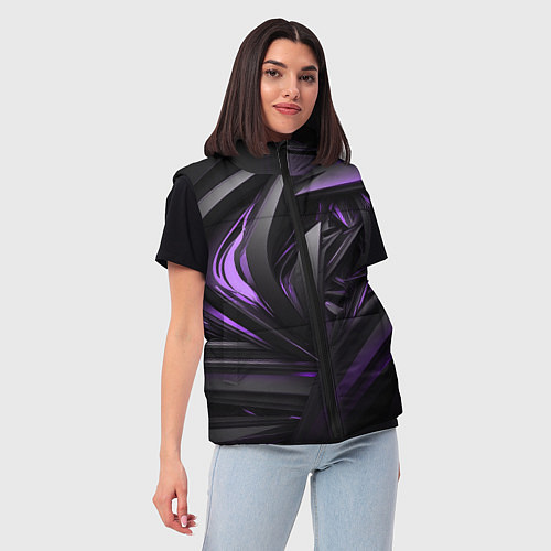 Женский жилет Черно-фиолетовые объекты / 3D-Светло-серый – фото 3