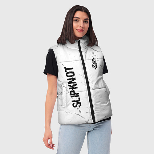 Женский жилет Slipknot glitch на светлом фоне: надпись, символ / 3D-Черный – фото 3