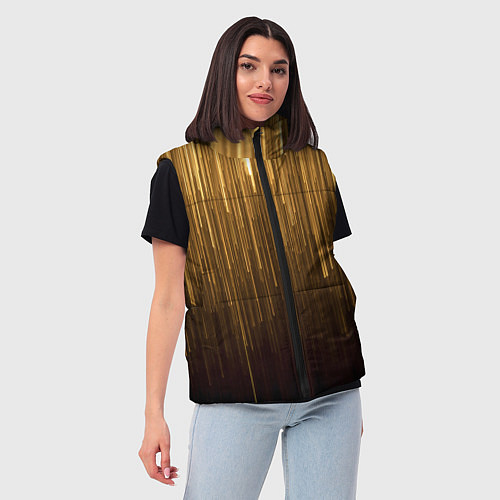 Женский жилет Золотистые полосы свисают / 3D-Черный – фото 3