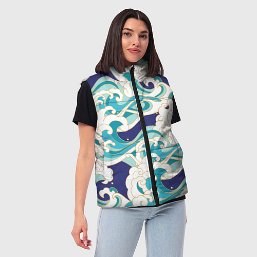 Женский жилет Волны - паттерн - мода / 3D-Светло-серый – фото 3