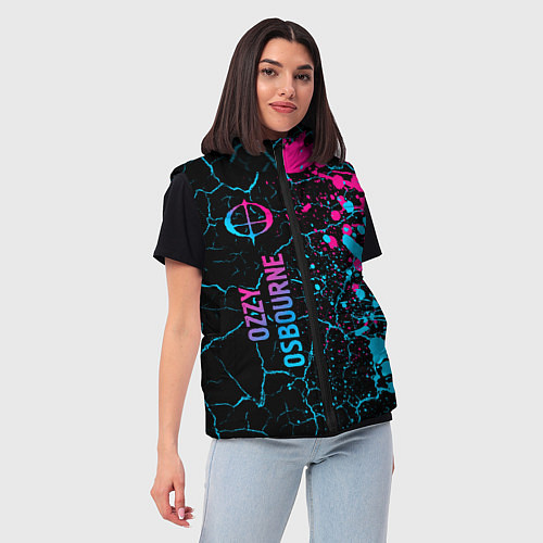 Женский жилет Ozzy Osbourne - neon gradient: по-вертикали / 3D-Черный – фото 3