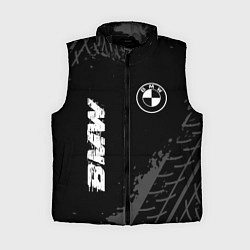 Женский жилет BMW speed на темном фоне со следами шин: надпись,, цвет: 3D-черный