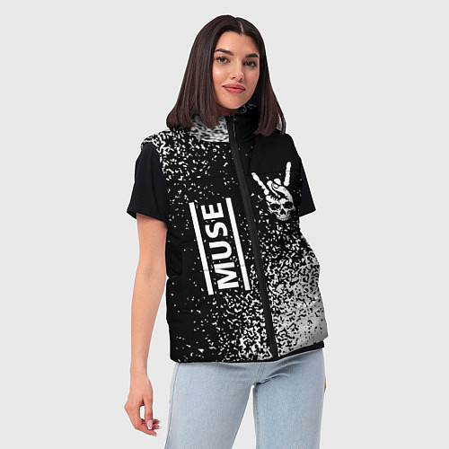 Женский жилет Muse и рок символ на темном фоне / 3D-Черный – фото 3
