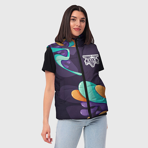 Женский жилет GTA graffity splash / 3D-Черный – фото 3
