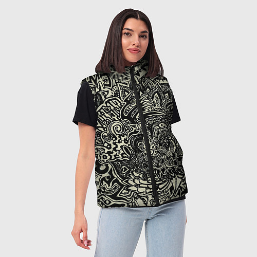 Женский жилет Татуировочный орнамент / 3D-Черный – фото 3