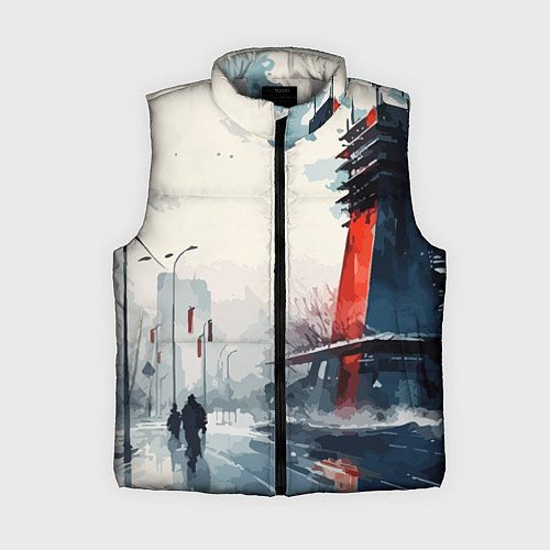 Женский жилет Наш город - коллекция Бело-сине-красный - Хуф и Ся / 3D-Светло-серый – фото 1
