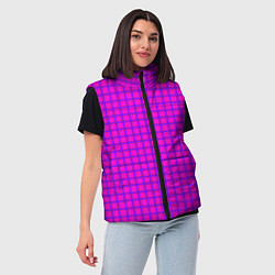 Женский жилет Малиновый неоновый клетчатый узор, цвет: 3D-черный — фото 2