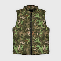 Женский жилет Олени и дубовые листья - камуфляж, цвет: 3D-черный