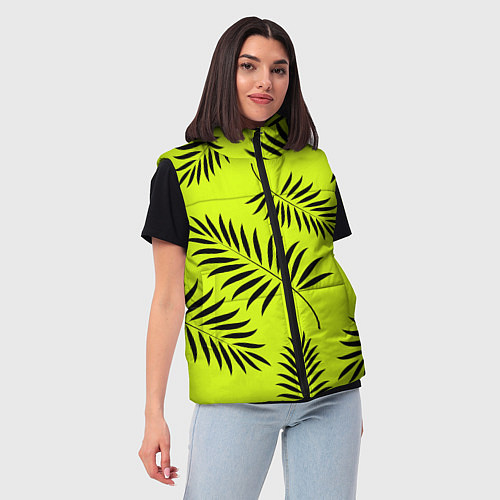 Женский жилет Пальмовые ветви / 3D-Черный – фото 3