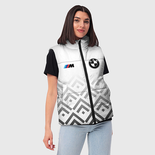 Женский жилет BMW m power - белый / 3D-Черный – фото 3