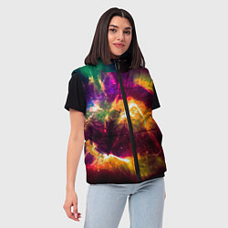 Женский жилет Небула в космосе разноцветная - нейронная сеть, цвет: 3D-светло-серый — фото 2