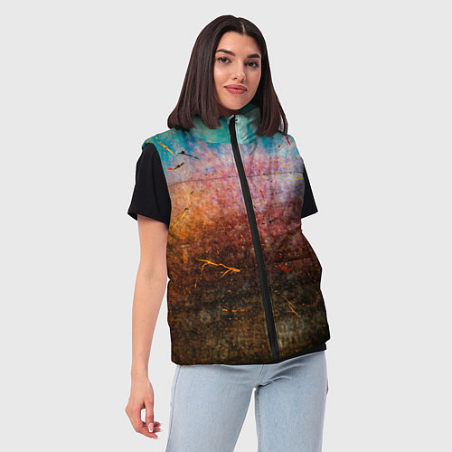 Женский жилет Разноцветные тени и краски / 3D-Черный – фото 3